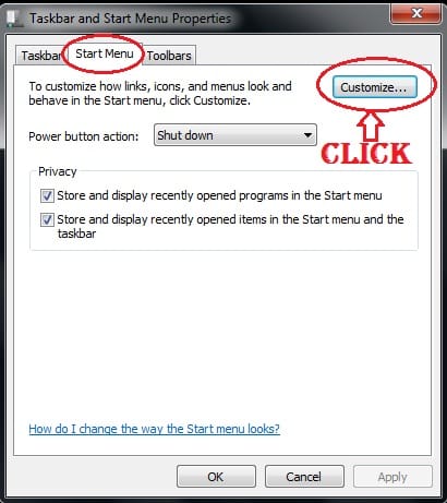 Customize Start Menu