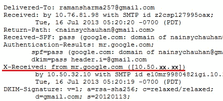 Received From in Gmail