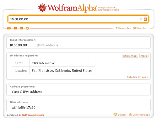 Trace Location with Wolfram Alpha
