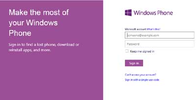 Sign in with your Windows Phone