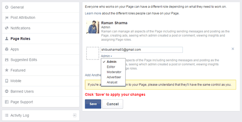 Add Another Admin for Facebook Page