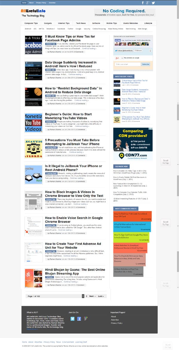 AUI Homepage Screenshot