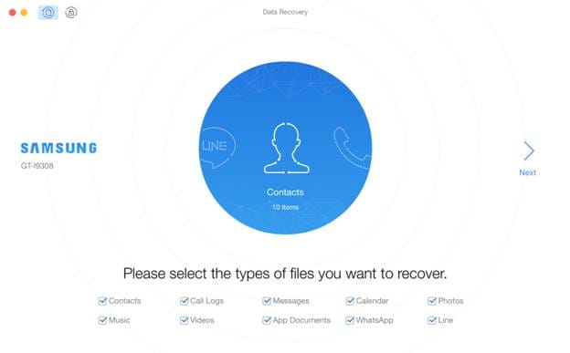 PhoneRescue - choose file types