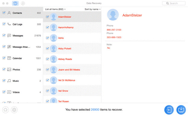 PhoneRescue Recovered Files