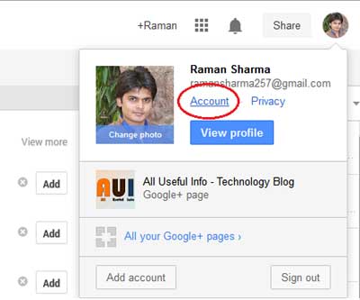Google Plus Account Details