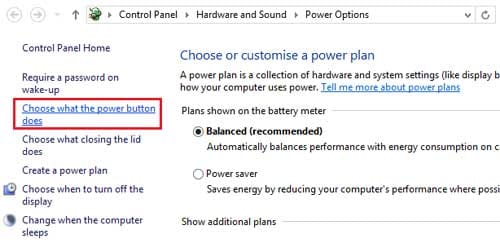 Choose What the power button does
