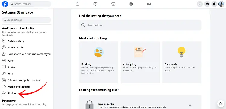 Blocking Setting in Facebook