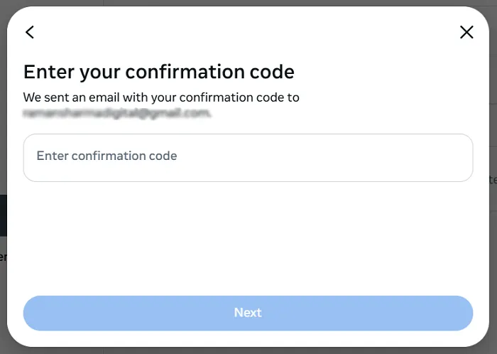 Confirm new email on Facebook