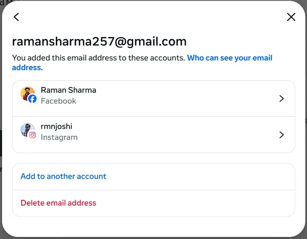 Delete email address from Facebook