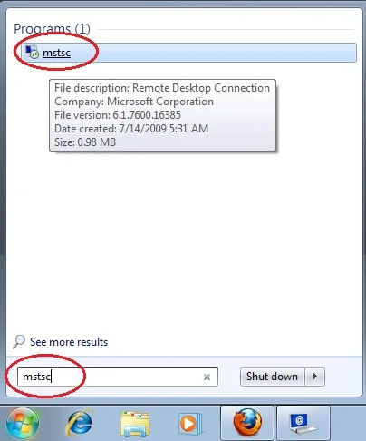 Open Remote Desktop Connection