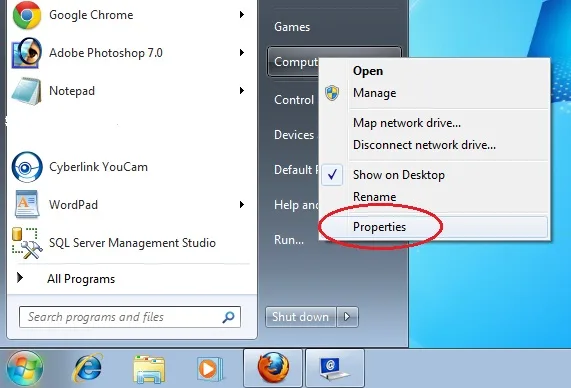 Select Computer Properties