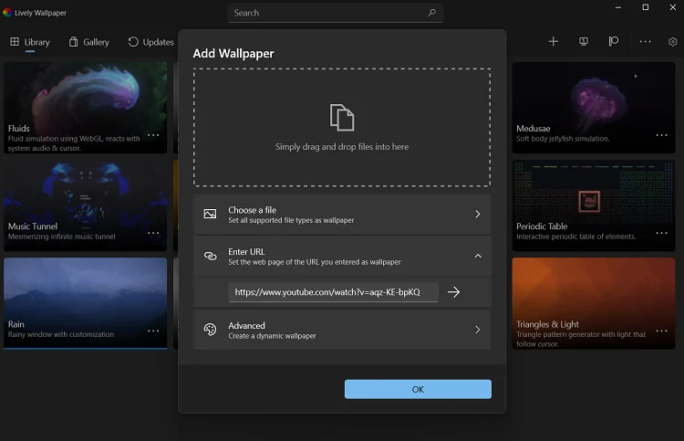 Add Wallpaper using Lively app