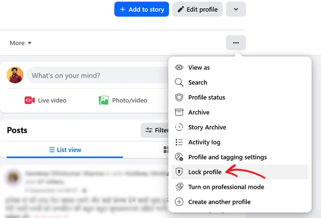 Lock Facebook profile
