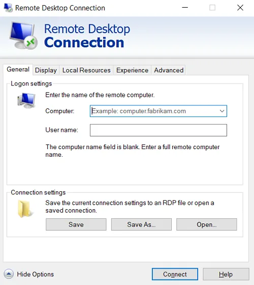 RDP app to connect target PC