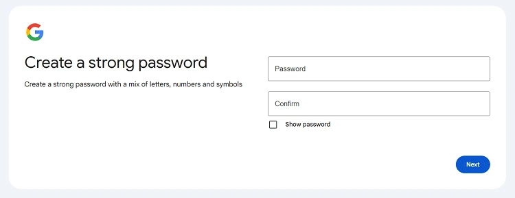 Set a password for Gmail account