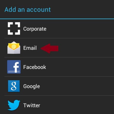 Add New Email Account in Android