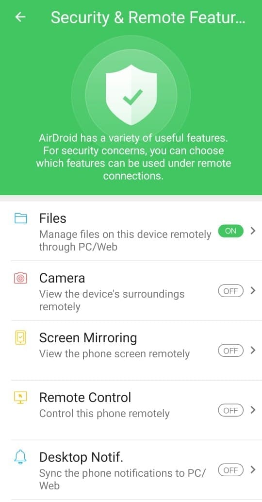 Airdroid remote control