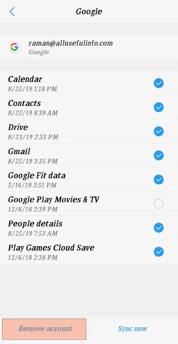 Remove Account in Android