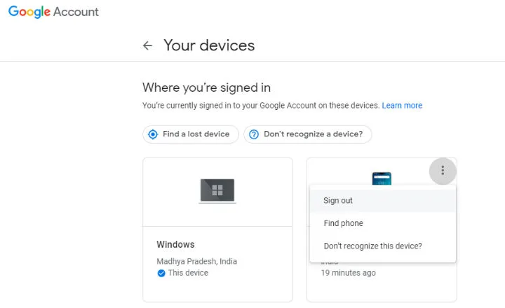 Sign out of Google Play remotely