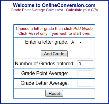 OnlineConversion - GPA Calculator