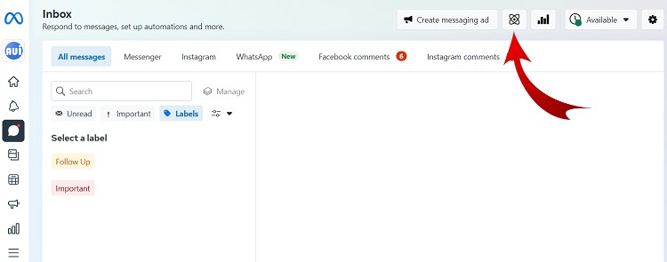 Automation icon in Facebook page inbox