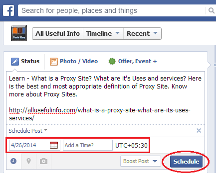 Schedule Post on Facebook Page