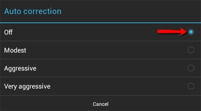 Turn Off Auto Correction