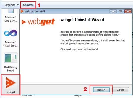 Uninstall Webget