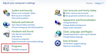 Uninstall a Program from Control Panel