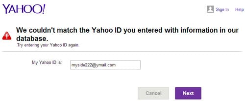 Yahoo email not exists