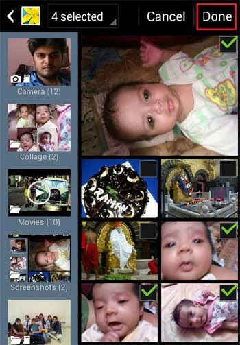 Select photos for making collage