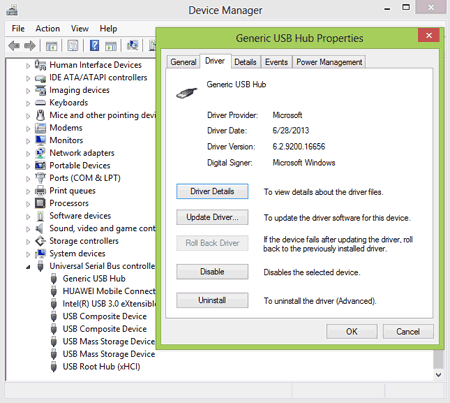 Disable USB ports using Device manager