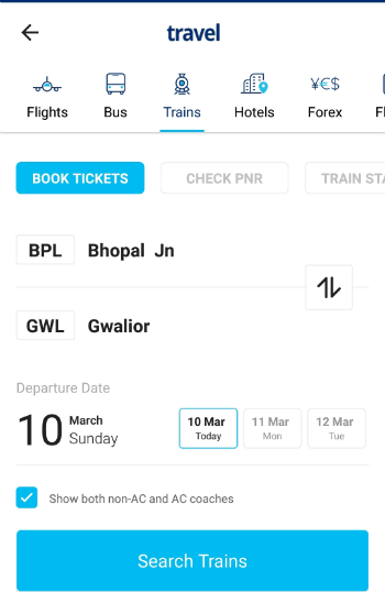 Book train tickets through Paytm app