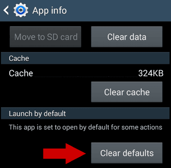 android clear defaults