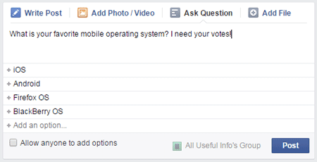 Post opinion poll on fb group