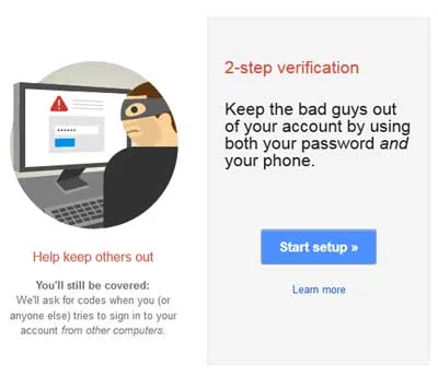 Start setup of 2-step verification