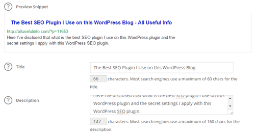 All in One SEO Pack Preview snippet for All Useful Info Posts