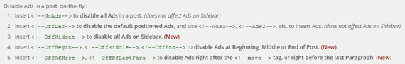 Disable Ads from Individual Posts