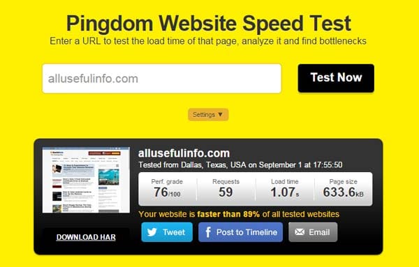 Pingdom Website Speed Test