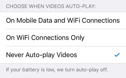 iPhone Facebook Auto-play Disable