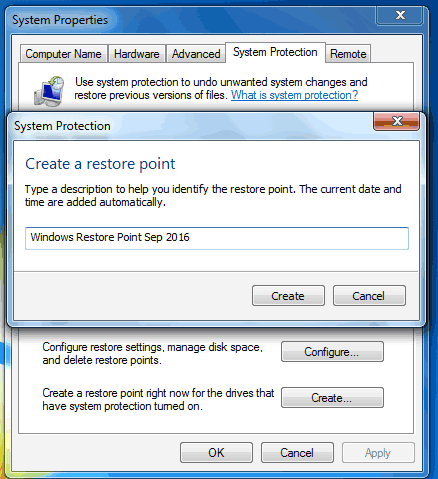 How to Create a System Restore Point in Windows 7