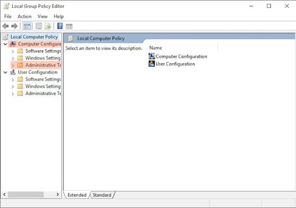 Computer Configuration > Administrative Templates in GP Editor Windows 10