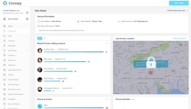 Spy on target device using Cocospy