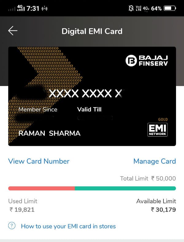 bicycle on bajaj emi card