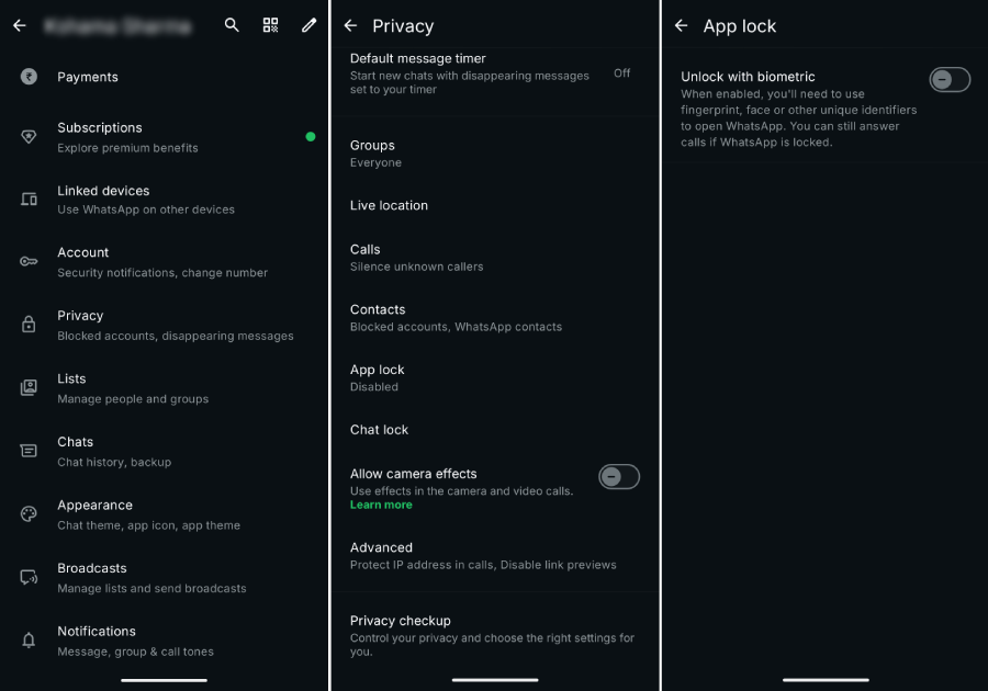 WhatsApp Fingerprint feature