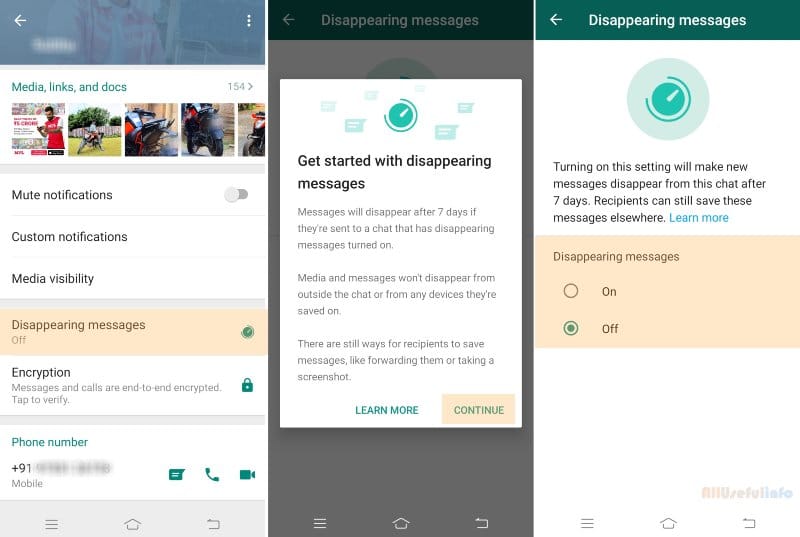 Disappearing Messages in WhatsApp