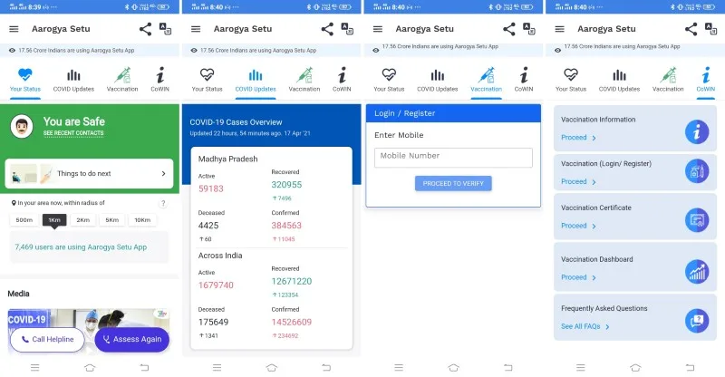 Aarogya Setu app features