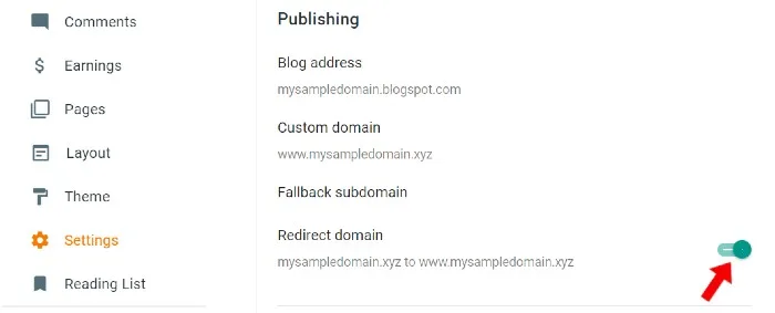 Redirect Blogger custom domain