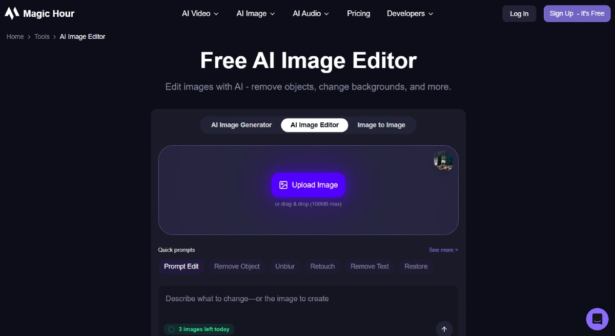 Magic Hour AI image editor