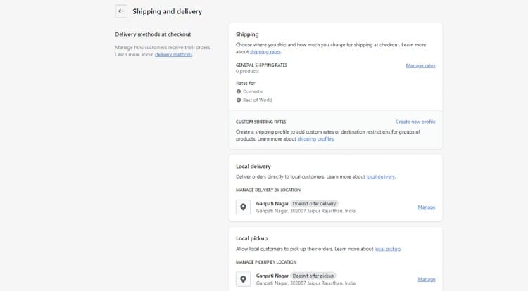 Shipping plan for Shopify store